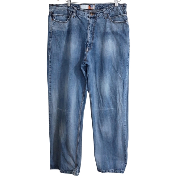 Indigo red denim jean Ricky Street boot  casual 38 wide y2k retro street-wear - Picture 1 of 9
